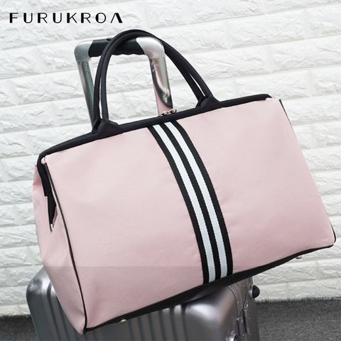 Women Overnight Weekend Fitness Bag Ladies Stripe Yaga Big Travel Bag Light Men Foldable Outdoor Bags Korean 2022 XA37WB ► Photo 1/6