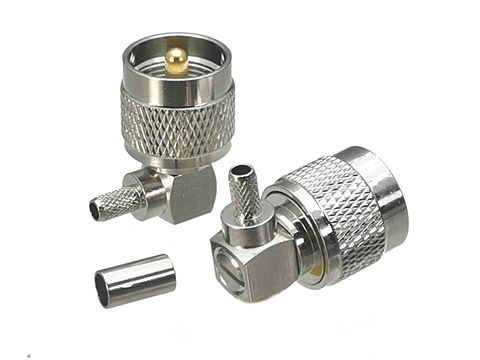 Connector PL259 UHF male plug right angle crimp RG58 RG142 LMR195 RG400 Cable ► Photo 1/4