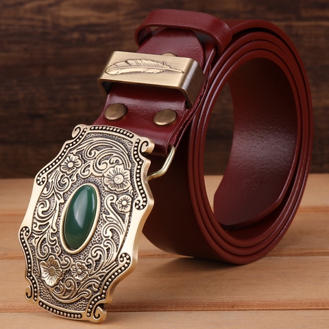 2022 new designer belt men high quality belts for men leaf flower 3.8 cm wide strap girdle full grain 100% genuine leather cow ► Photo 1/1