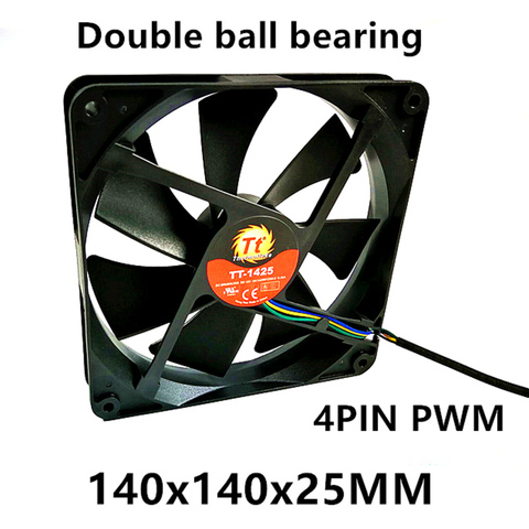 TT Double ball bearing  DC12v Silent 140MM 14025  140x140x25MM chassis fan Computer Case Fan  4pin PWM ► Photo 1/6