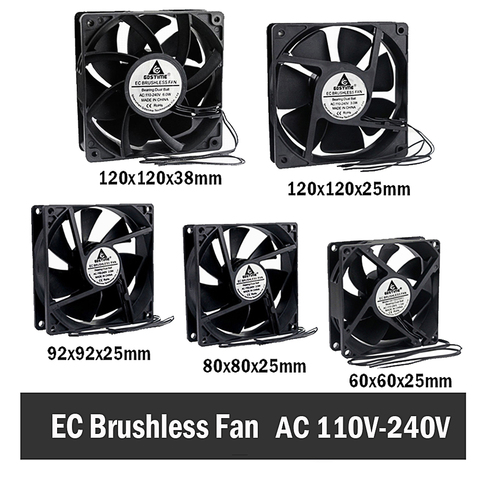 Gdstime EC Brushless Cooling Fan AC 110V 120V 220V 240V Ball Bearing Axial Fan 60MM 80MM 90MM 120MM ► Photo 1/6