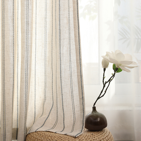 Linen stripe curtain yarn For Living Room Striped white bedroom curtain Window Drapes For Bedroom Kitchen curtains kids curtains ► Photo 1/6