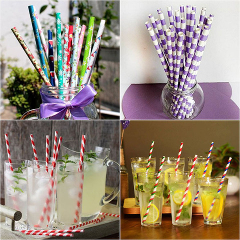 50 pcs of colorful Wedding creative drinking paper straws / 2 different colors and patterns mixed ► Photo 1/6