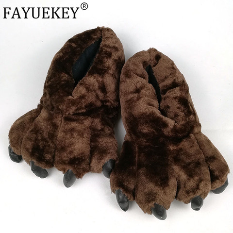 FAYUEKEY 2022 Spring Winter Home Warm Paw Plush Slippers Thermal Cotton Soft Funny Animal Christmas Claw Slippers Bedroom Shoes ► Photo 1/6