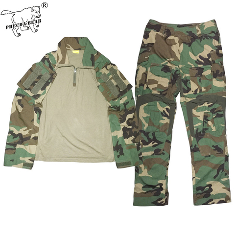 PHECDA Tactical Gear woodland camouflage war game Shirt and Pants outdoor military combat uniform G3 tactical combat uniform ► Photo 1/6