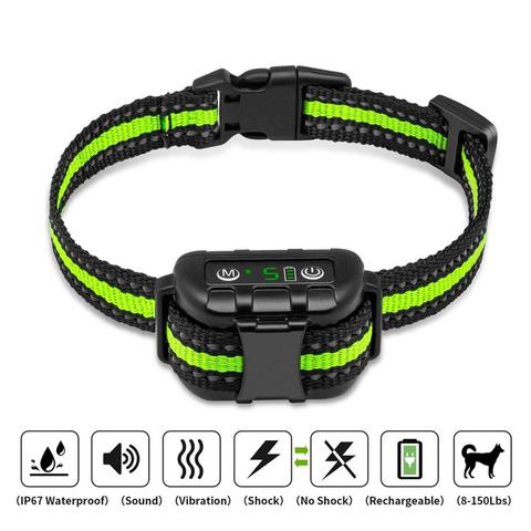Anti bark dog collar Electric shock Vibration sound with LED for small large dogs no barking training collar dog accessories ► Photo 1/6