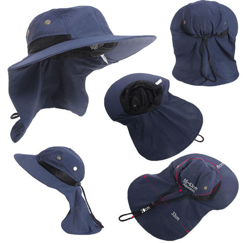 Summer Hot New Function Neck Flap Boonie Hat Fishing Hiking Safari Outdoor Sun Brim Bucket Bush Cap Casual Style ► Photo 1/6