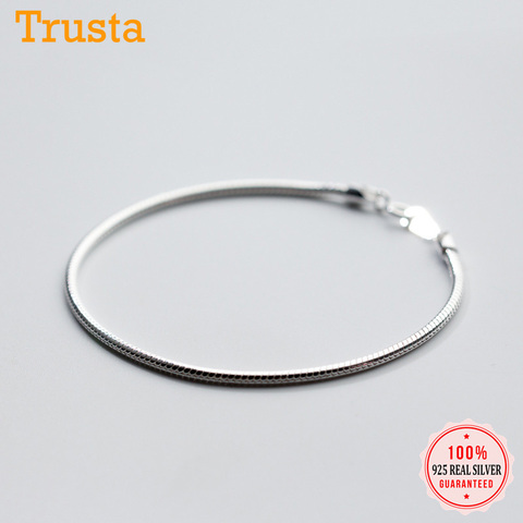Trustdavis Fashion Genuine 100% 925 Sterling Silver Minimalist 2mm Snake Chain Bracelets For Women Wedding Jewelry Gift DS2259 ► Photo 1/5