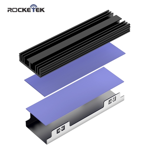 Rocketek M.2 Solid State Hard Disk Heatsink Heat Radiator Cooling Silicon Therma Pads Cooler for M2 NVME SATA NGFF 2280 PCIE SSD ► Photo 1/6