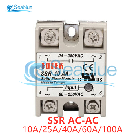 SSR-10AA/25AA/40AA/60AA/100AA AC Control AC SSR White Shell Single Phase Solid State Relay 10A 25A 40A 60A 100A ► Photo 1/5