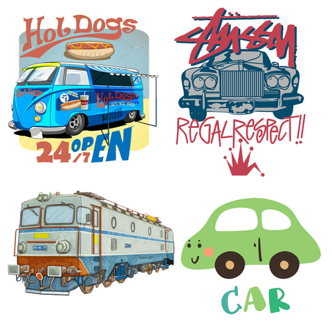 Iron on Patches for Clothing Cute Car Train Patches DIY T-shirt Applique Heat Transfer Vinyl Letter Fashion Sticker Decoration G ► Photo 1/6