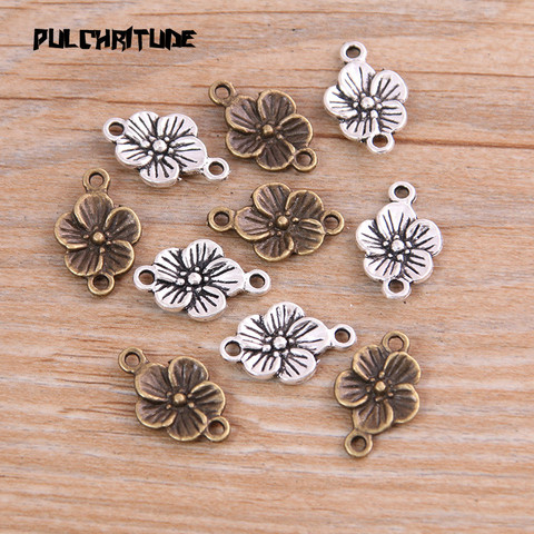   20PCS 11*18mm New Product Two Color Flower Charms Connector Jewelry Metal Alloy Jewelry Marking ► Photo 1/5