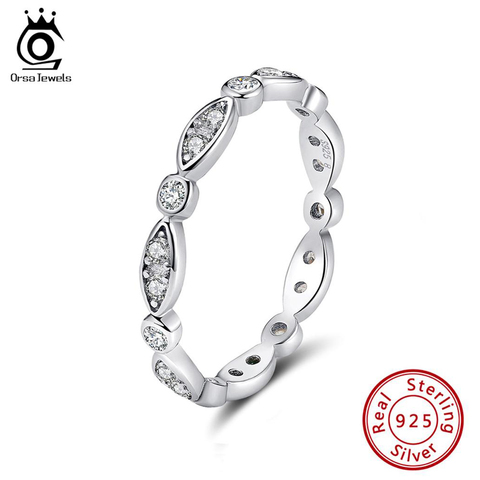 ORSA JEWELS Genuine 100% 925 Silver Ring Classic Style Eternity Rings For Engagement & Wedding Party Trendy Jewelry ASR71 ► Photo 1/6