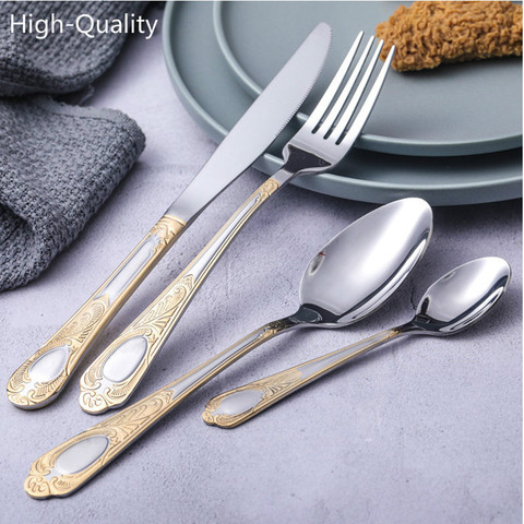 High Quality Medusa Head Gold Cutlery Stainless Steel Flatware Set Tableware Dinnerware Knife Spoon Fork 4 pcs /set ► Photo 1/5