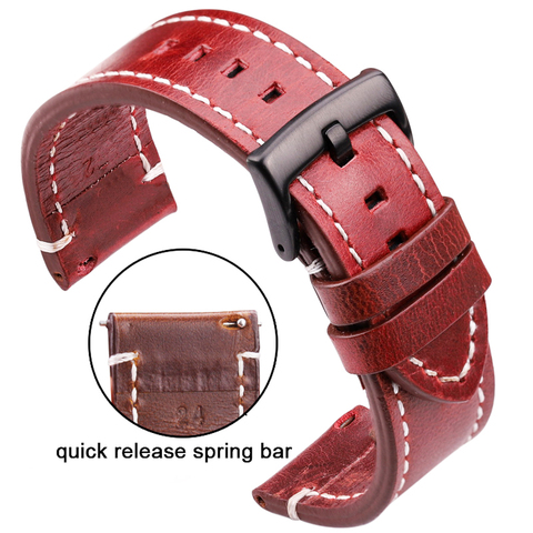 Vintage Watchbands Men Women Genuine Leather 18 20 22 24mm Calfskin Watch Band Strap Stainless Steel Buckle ► Photo 1/6