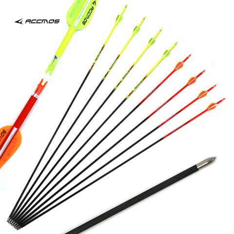 12PC Pure Carbon Arrow Spine 400 500 600 700 800 900 1000 ID 4.2mm Archery For Compound /Recuvre Bow Shooting  Orange and Yellow ► Photo 1/6
