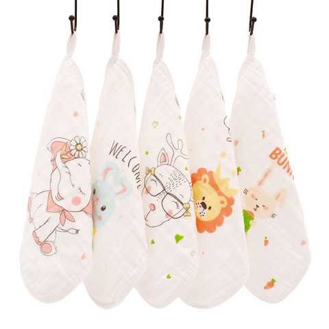 Happyflute 100% Cotton Square Face Towel 5piece/set Muslin Baby Stuff for Newborns Gauze Baby Wipes Wash Cloths ► Photo 1/6