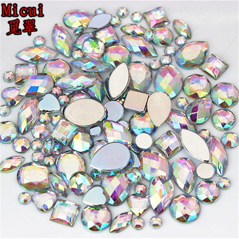 24g About 300pcs Mixed Shape Sizes Acrylic Rhinestones 3D Nail Art Crystal Stones Non Hotfix Flatback Craft DIY Decorations MC38 ► Photo 1/6