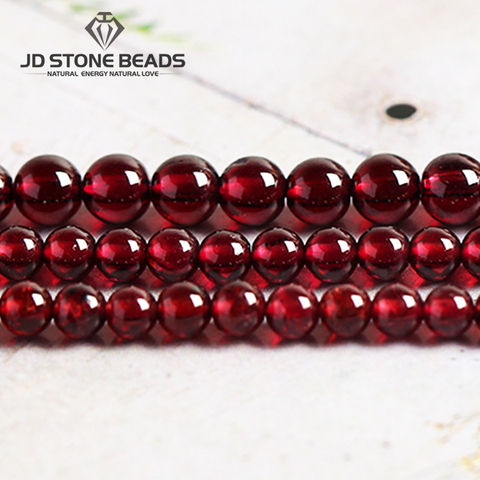 wholesale Natural Gemstone Beads Dark Red Wine Garnet Round Loose Beads Jewelry Making 15.5