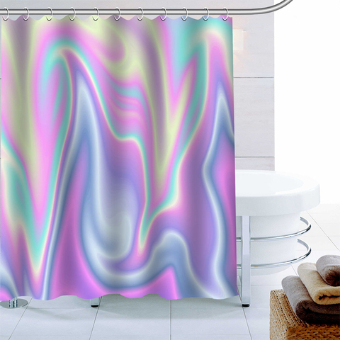 Custom Text Holographic Backgrounds Decor Shower Curtain Waterproof Mildew Proof Bath Curtain Polyester Fabric Bathroom Curtain ► Photo 1/6