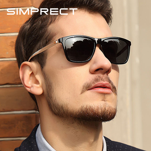 SIMPRECT Polarized Sunglasses Men 2022 UV400 Driver's Mirror Square Sunglasses Retro Vintage Anti-Glare Sun Glasses For Men ► Photo 1/6