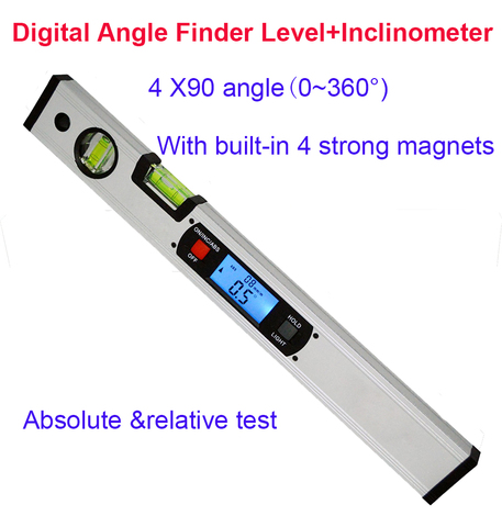 Digital Protractor Angle Finder electronic Level 360 degree  Inclinometer with Magnets  Level angle slope tester  Ruler 400mm ► Photo 1/6