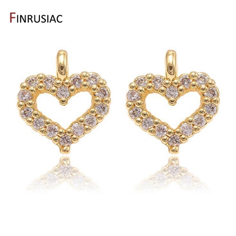 DIY Bracelet Necklace Extension Chain Charms Gold Plated Brass Zircon Small Heart Charm Pendant For Tail Extender Chain Fittings ► Photo 1/6
