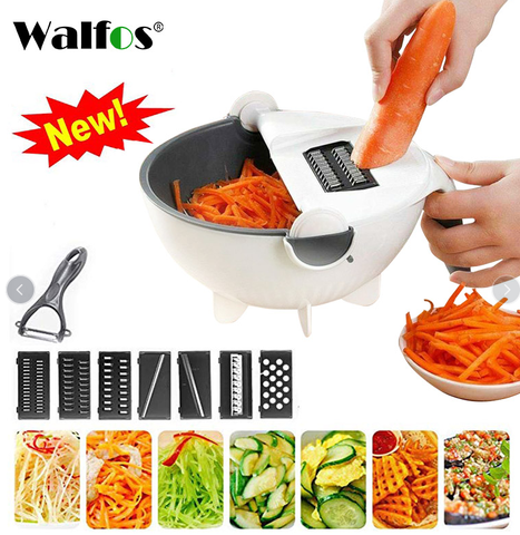 WALFOS Magic Multifunctional Rotate Vegetable Cutter With Drain Basket Kitchen Veggie Fruit Shredder Grater Slicer Drop Shipping ► Photo 1/6