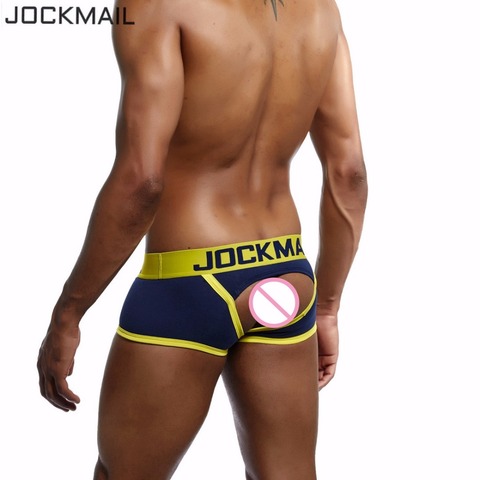 JOCKMAIL Brand Men Underwear Boxer shorts Backless Buttocks Cotton Sexy open back Gay Men Underwear JockStrap cuecas Gay panties ► Photo 1/6