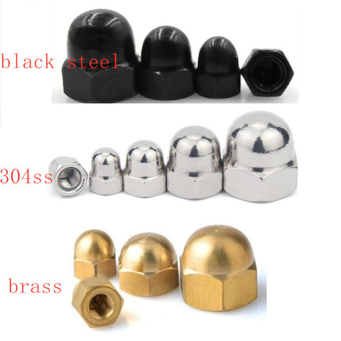 3-50pcs Acorn Cap Nut M3 M4 M5 M6 M8 M10 M12 steel with black or Stainless Steel 304 or brass Decorative Cap Nuts Caps Covers ► Photo 1/4