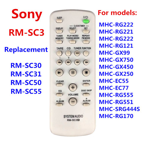 NEW Replacement for SONY CD HIFI System Audio Remote control RM-SC3 for CMTCP555 CMTHPX7 CMTNE5 LBTZX6 LBTZX8 LBTZX9 MHCGX250 ► Photo 1/3