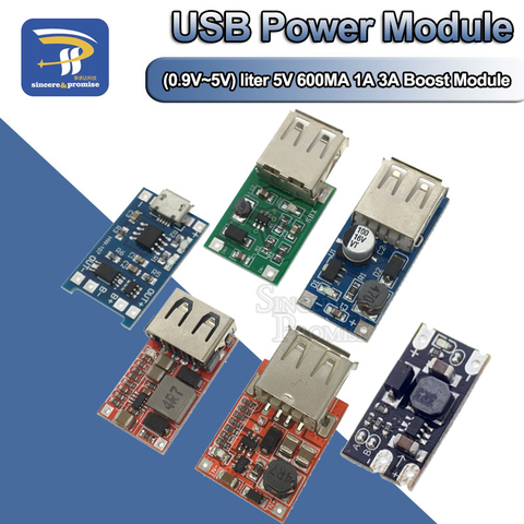 DC-DC adjustable boost power supply module USB battery board 0.9V~5V liter 5V 600MA 1A 1.5A 3A USB Output charger Step Up module ► Photo 1/6