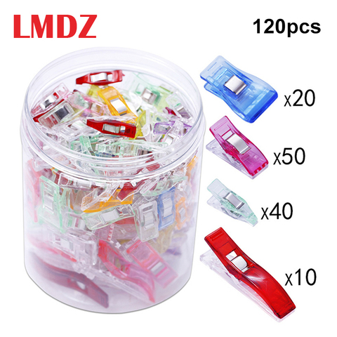 LMDZ 120pcs Colorful Sewing Craft Quilt Binding Plastic Clips Clamps Pack For Patchwork Sewing DIY Crafts Mixed Size Clips ► Photo 1/6