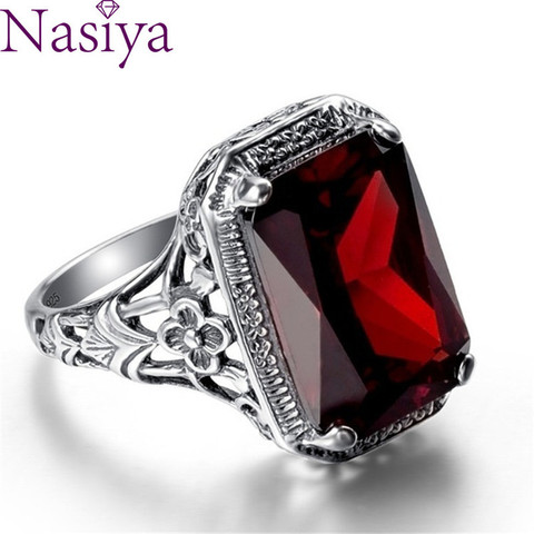 Vintage Ruby Engagement Ring Gemstone 925 Silver Ring Jewelry For Women Wedding Party ► Photo 1/4