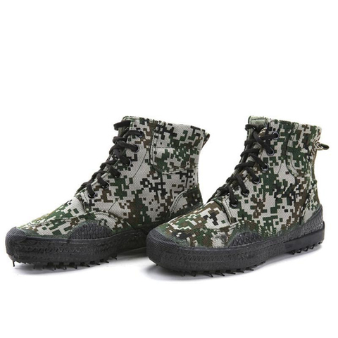 New Men's Fashion Casual Camouflage Shoes Men's Labor Insurance Liberation Rubber Shoes Jungle Canvas High-top Training Shoes ► Photo 1/6