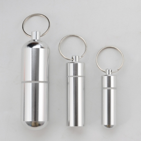 New Waterproof Aluminum Pill Box Case Bottle Cache Drug Holder Container Keychain Medicine Box Health Care 2022 ► Photo 1/6