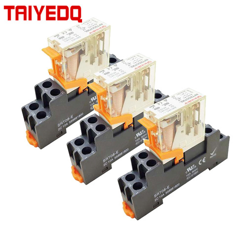 Machine Relay Coil General DPDT Micro Mini Electromagnetic Relay Switch with Socket Base AC  220V DC 12V 24V 220V 5/8Pins ► Photo 1/6