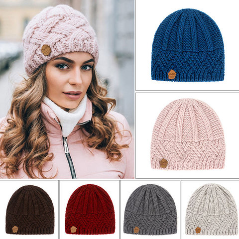 2022 Autumn Winter Women Hat Wool Knitted Beanie Girl Hats Woman Bonnet Fashion Winter Skullies Warm Female Cap Soft Ski Cap Hot ► Photo 1/6