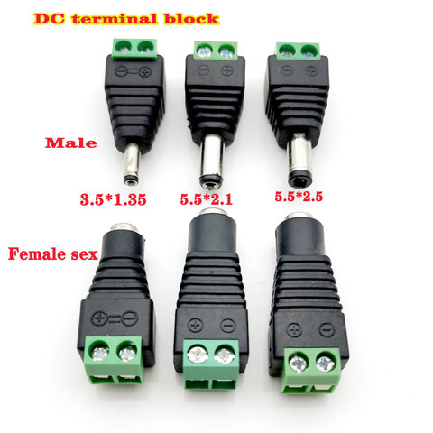 2pcs Female +2 pcs Male DC connector 5.5 x 2.1MM 5.5*2.5MM 3.5*1.35MM Power Jack Adapter Plug  led strip light ► Photo 1/6