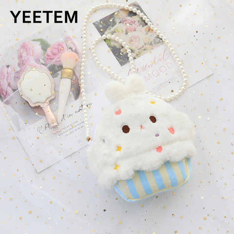 Cute rabbit star moon plush soft bag cartoon cute girl small shoulder bag cute cake unicorn messenger bag pearl chain ► Photo 1/6