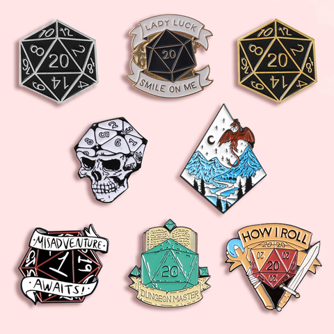 20 Face Dice Metal Enamel Brooch Fashion Personality D20 DnD Dice Game Badge Pin Cartoon Trendy Costume Backpack Jewelry Gift ► Photo 1/6