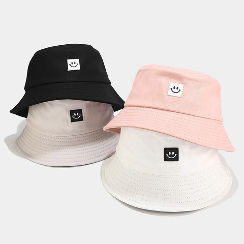 Fashion Women Bucket Hat New Candy Colors Smile Face Sun Hat Outdoor Sports Travel Beach Caps Fishermen Hats Hip Hop Female Cap ► Photo 1/6