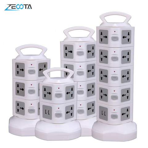 Tower Power Strip Vertical Surge Protector Multi Socket Electrical Plug Outlet USB Universal Jack Outlets 6.5ft Extention Cord ► Photo 1/5