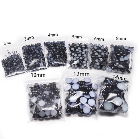 Imitation ABS Pearl Beads Flat Back 2 3 4 5 6 8 10 12 14mm Black White Cabochon Half Round Bead Scrapbook Decoration DIY Jewelry ► Photo 1/6