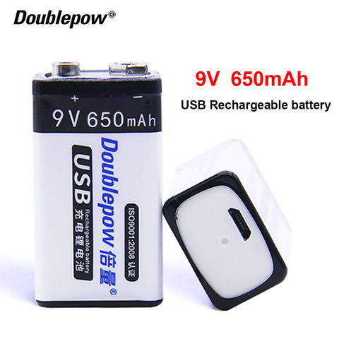 Usb rechargeable 9v 650mAh Lihtium Batteries 6F22 Li-ion Rechargeable Battery for Toy Remote Control KTV Multimeter Microphone ► Photo 1/6