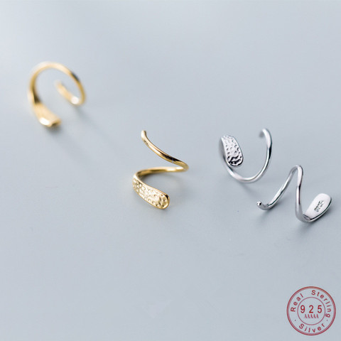 WANTME Genuine 925 Sterling Silver Jewelry Personality Minimalist Spiral Snakelike Ear Bones Ear Buckle Stud Earrings for Women ► Photo 1/6