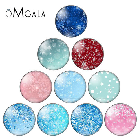 Winter Snowflake Christmas 10pcs mixed 10mm/12mm/18mm/20mm/25mm/30mm Round photo glass cabochon demo flat back Making findings ► Photo 1/6