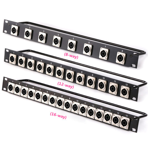 Rack Patch Panel 8 12 16 Way SpeakOn Chassis Connnector 1U Flight Case Mount For Professional Loudspeaker Audio Cable Male Plug ► Photo 1/6