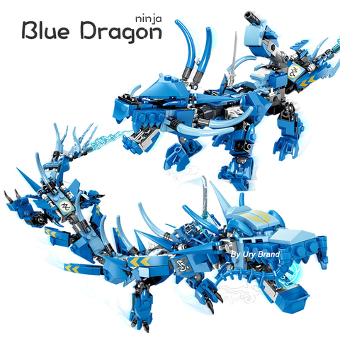 Jay Flying Blue Ninja Dragon Fighting Mech Ninja Series 2in1 Set Figures DIY Model Building Blocks Toys For Boy Children Gifts ► Photo 1/6