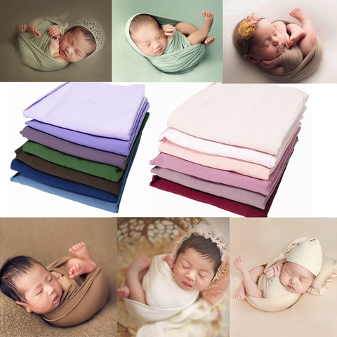 Newborn Photography Props Blanket Photo Shoot Backdrop Blanket Wrap Swaddling Milk Napped Cotton Stretchable Wraps ► Photo 1/6